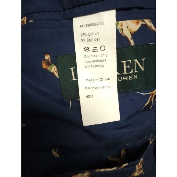 Lauren Ralph Lauren Corduroy Blazer Men's 40 Black Jacket Dog Print Elbo Patches - Picture 7 of 8